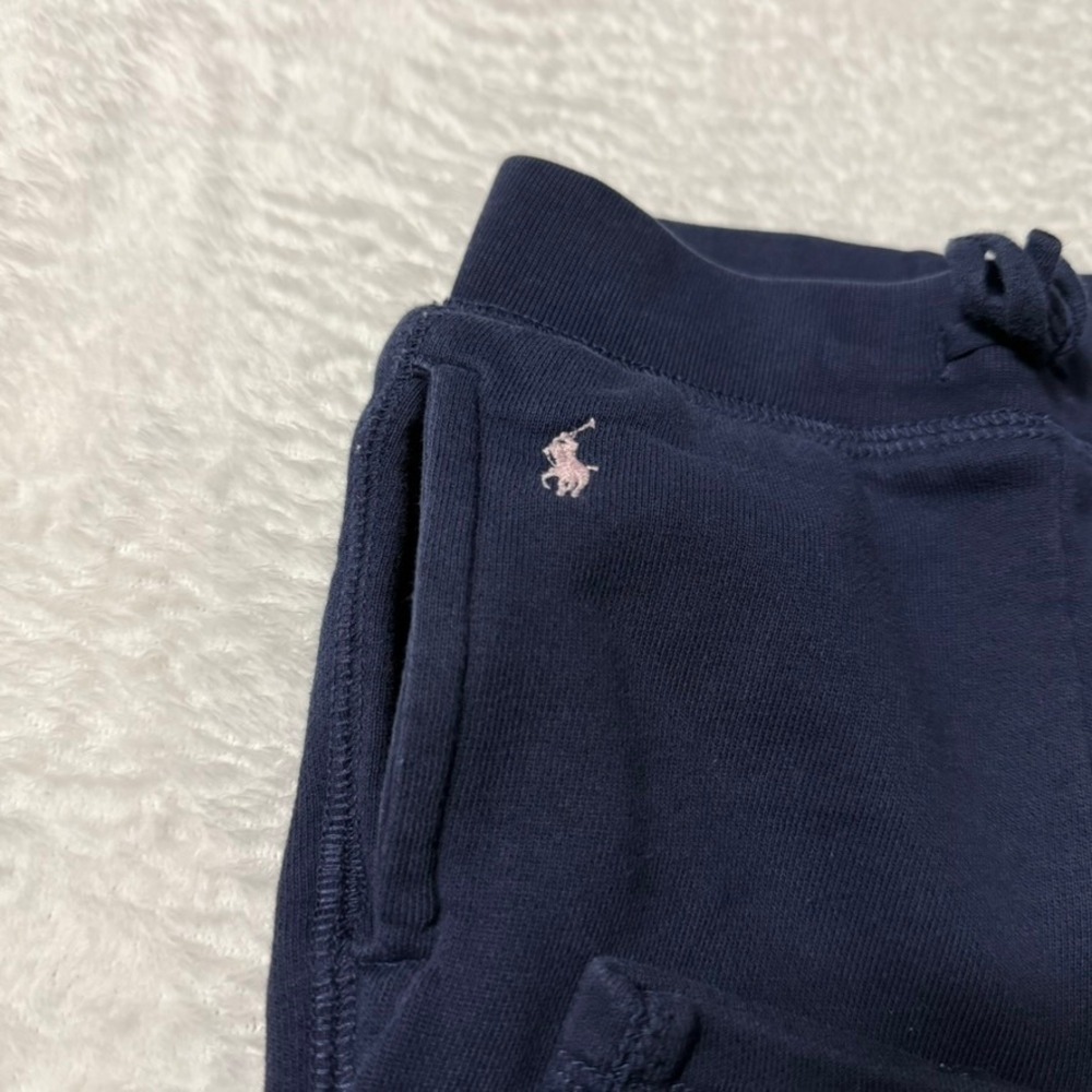 Polo Ralph Lauren Jogger Pants Kids 4T Navy Blue Pink Pony Logo Sweatpants - Picture 2 of 6